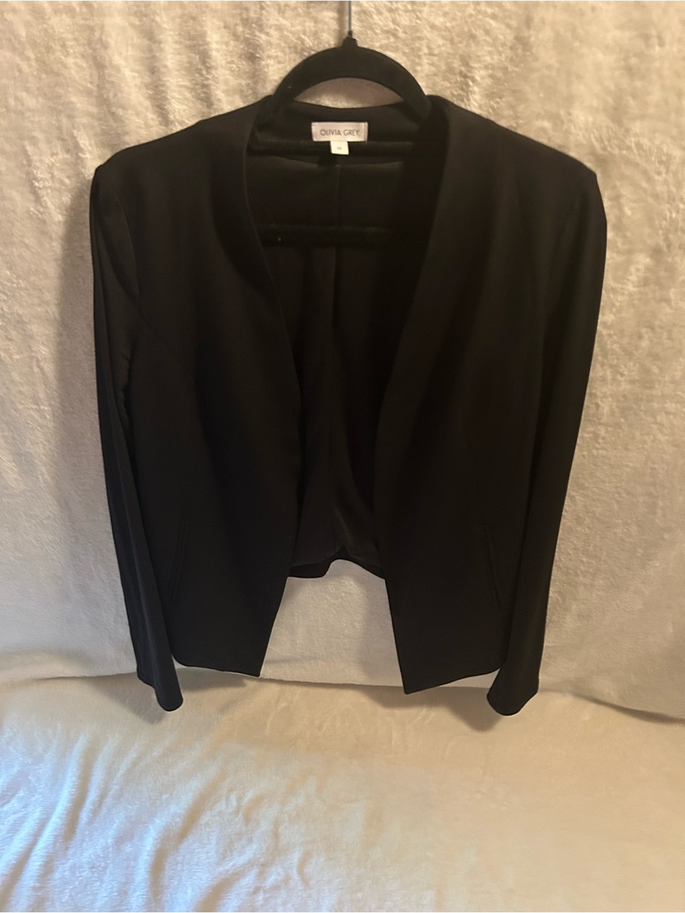 Olivia Grey Black Open-Front Women's Blazer